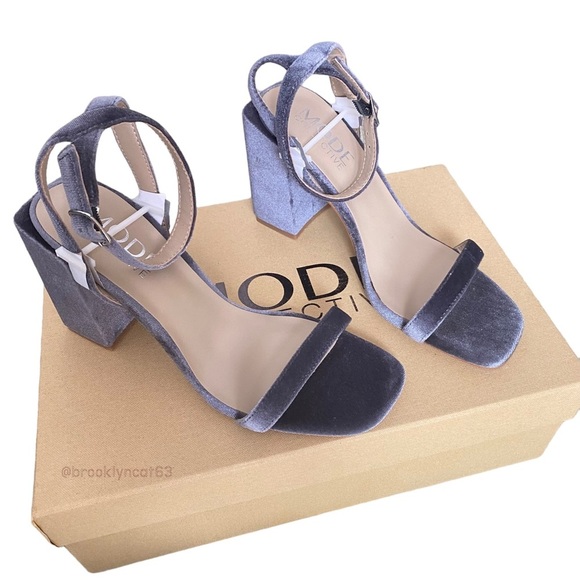 Mode Collective BLOCK PARTY SANDAL Open Toe Heels Velvet Gray 37 - Picture 8 of 15